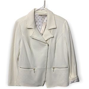 Chico’s waffle weave winter white ‎ gold hardware zip Moto jacket NWT Chicos 2